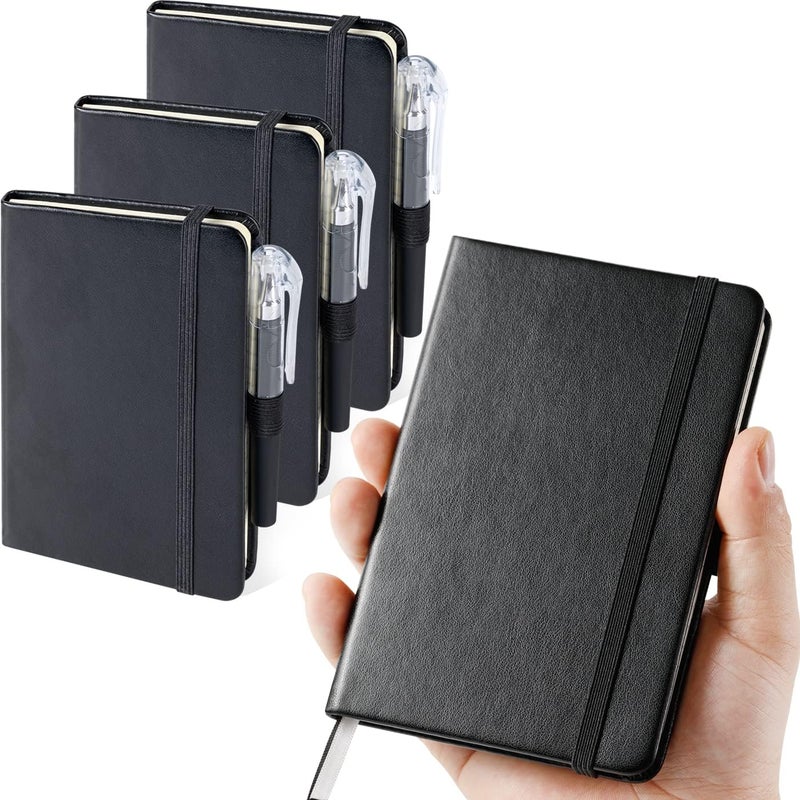 NIRMIRO دفتر ملاحظات جيب (3 عبوات) ، دفاتر صغيرة صلبة مع أقلام للعمل ، 3.7" × 5.7" دفتر A6 مقاس كليه مع ورق سميك 100 جرام ، جلد أسود - Image 1